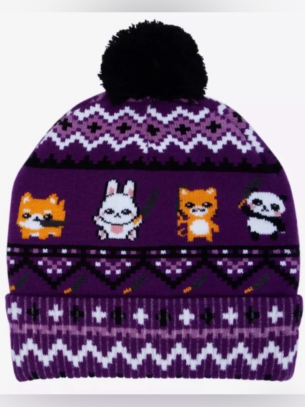 Hot Topic Purple Animal Pom Pom Beanie Hat - RETIRED/SOLD OUT IN STORES